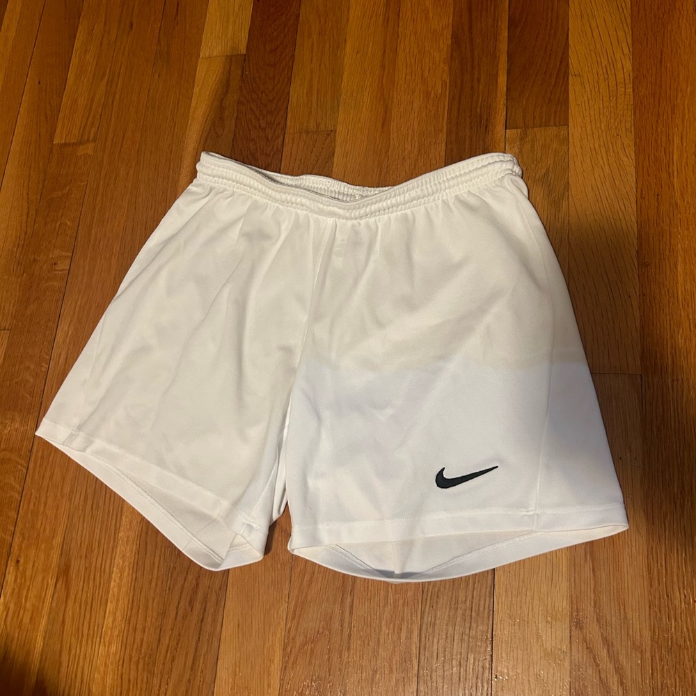 White Nike tie shorts